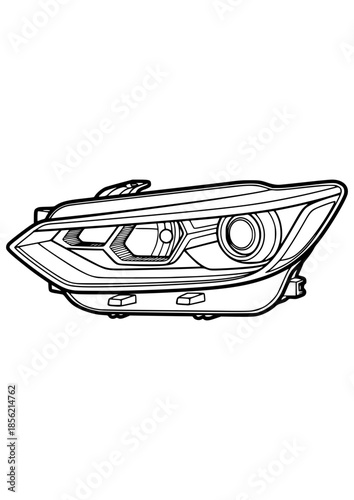 Stylish Automotive Headlamp Silhouette Vector