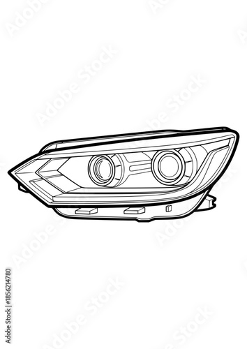 Modern Automotive Headlamp Silhouette Illustration
