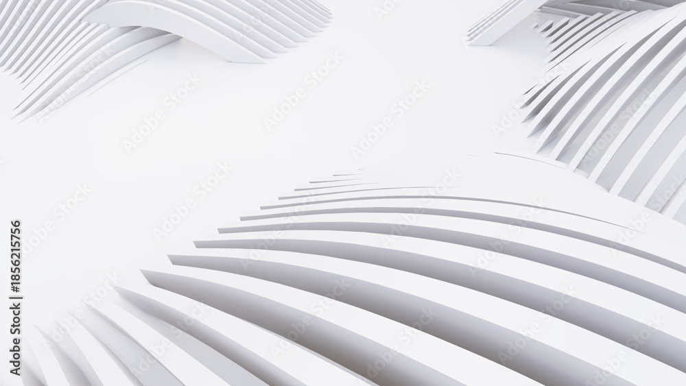 Fototapeta premium Abstract Curved Shapes. White Circular Background.