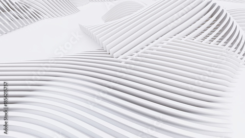 Abstract Curved Shapes. White Circular Background.