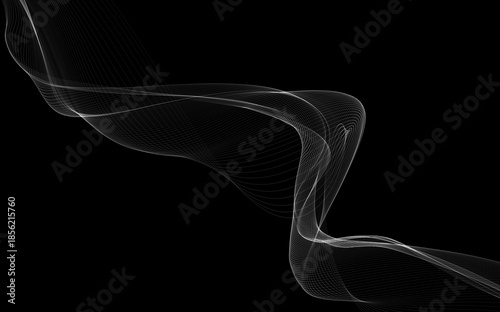 Dark abstract background with a glowing abstract waves