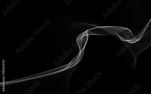 Dark abstract background with a glowing abstract waves