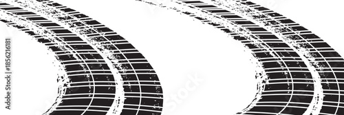 Tire treker background for rally, drift, motocross, offroad and other automotive and motorbike sports. Tire marks are black on a white background. vector