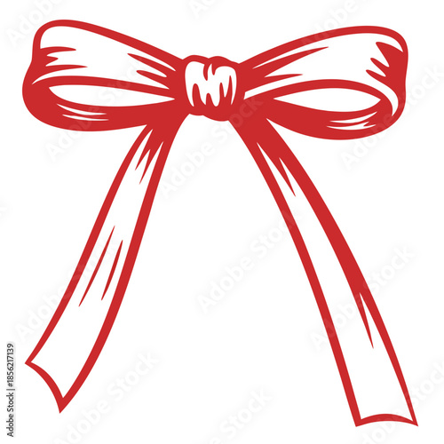 A simple illustration of a red ribbon bow on a white
background