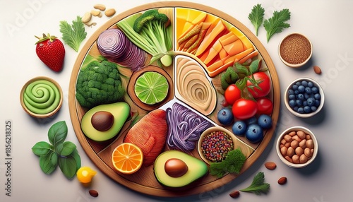 visual guide to a balanced diet on a white background