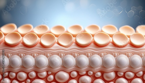 macro rendering of skin with ceramide cream illustrating skin barrier function
