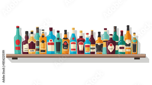 Colorful bar shelf displaying various liquor bottles for International Bartender Day  