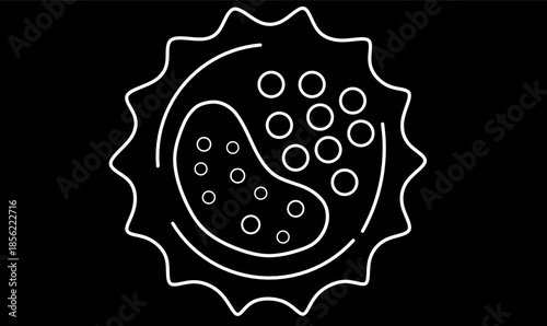 vector illustration white outline of White blood cells (leukocytes) icon.also called immune cells or immunocytes.for medical, biology, immunity, healthcare, education,and science design.