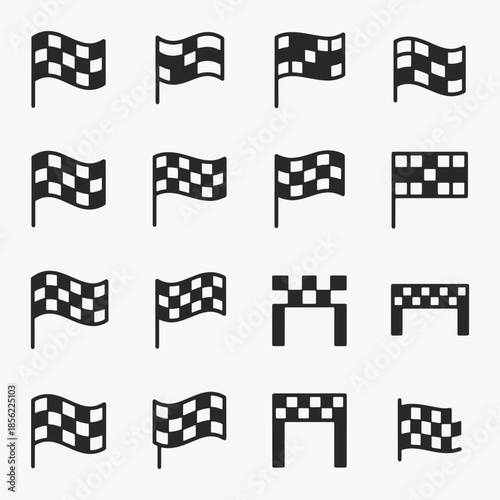 A set of Checkered flags and finish line icons, Vector Sign for Banner, Logos, Labels, and Icons.
