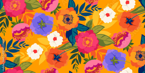 Seamless abstract pattern. Flowers pattern design.