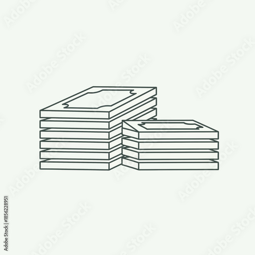 Stack of Books Outline Icon, Simple Vector Illustration