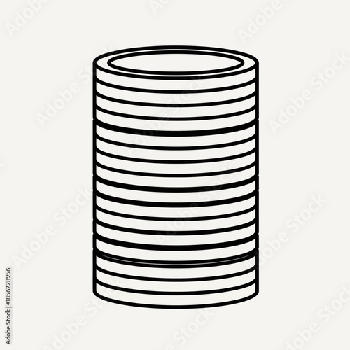 Stack of coins icon, simple line art illustration of financial savings and wealth
