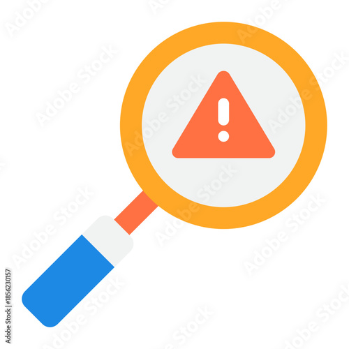 Magnifying glass highlighting warning symbol