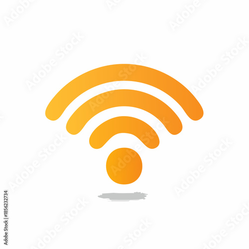 Orange Wifi Signal Graphic Icon Radiating Wireless Network on White