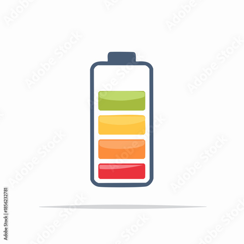 Battery charge level indication energy storage device, capacity indicator vector illustration