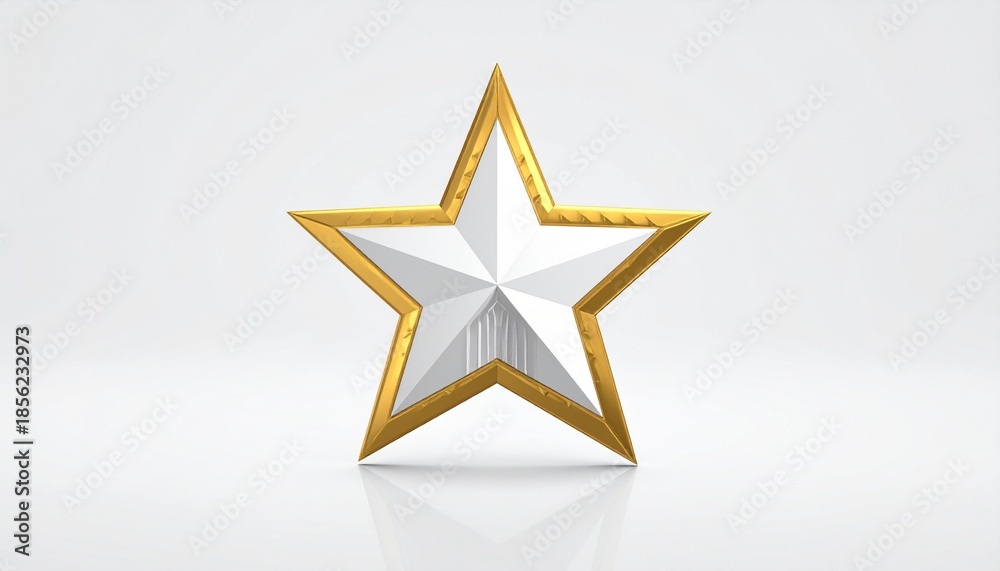 Obraz premium Metallic Star Emblem on White Surface with Gold Detailing and Shadows