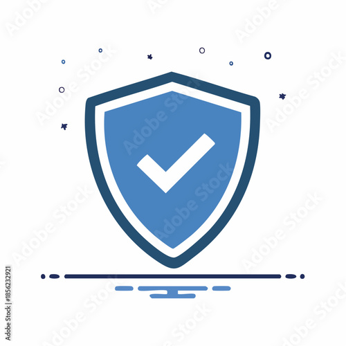 Blue Shield Icon with Checkmark Signifies Safety and Security Assurance for User Trust, Protecting Information Online