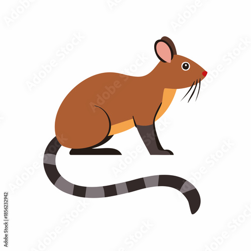 Cute Brown Mouse Illustration Cartoon Style. Rodent Animal Graphics. Wild Mammal Illustration on a Plain Background.