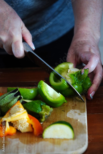 Delicious fresh vegetables being prepared for a grill