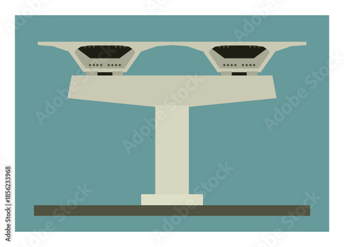 unfinished highway bridge project. Simple flat illustration.