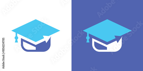 logo combines a graduation cap and an arrow in a dual-meaning design. The cap symbolizes education and achievement, while the arrow represents direction and progress, creating a modern