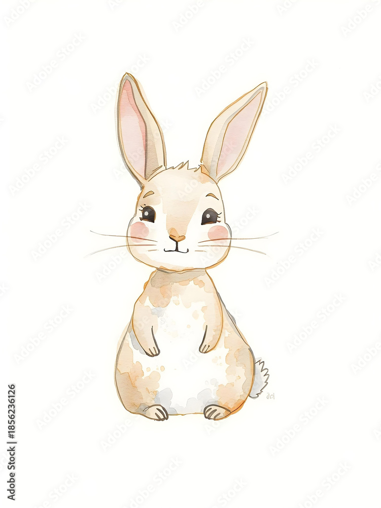 Obraz premium Cute watercolor bunny illustration for nursery and kids decor
