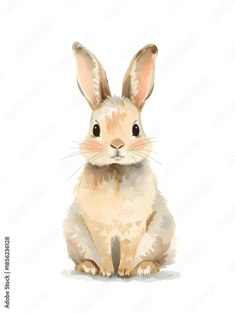 Fototapeta premium Cute watercolor bunny illustration for nursery and kids decor