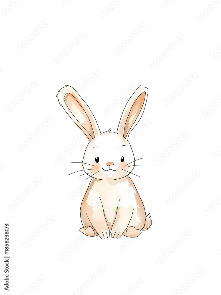 Fototapeta premium Cute watercolor bunny illustration for nursery and kids decor