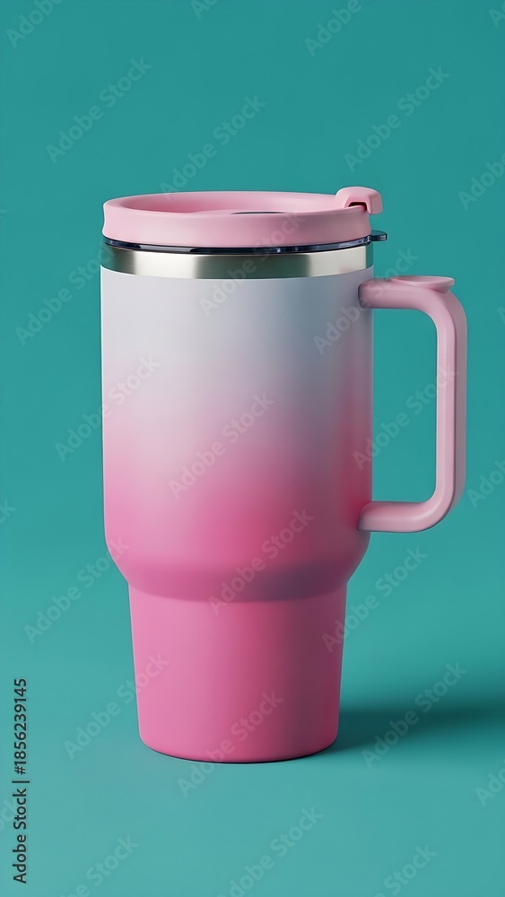 Obraz premium Pink and white gradient travel mug