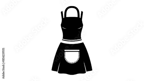 Vector illustration of black apron on transparent background, kitchen wear