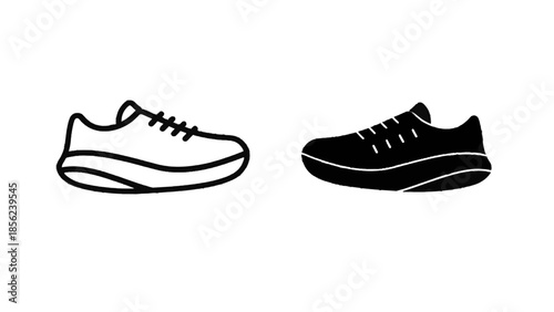 Vector illustration of running shoes on transparent background, athletic footwear icons