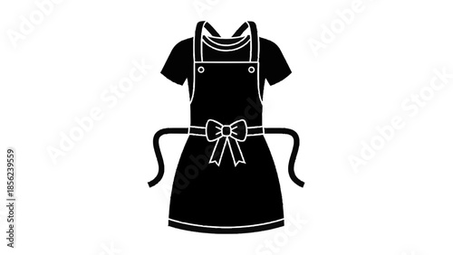 Vector illustration of black apron on transparent background for kitchen or cafe