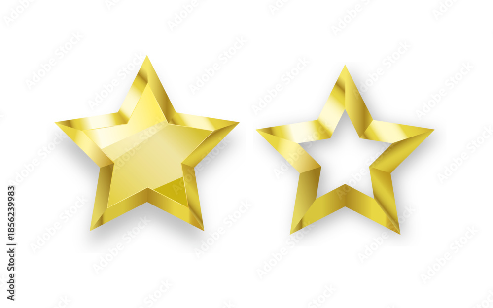 Obraz premium Golden Star Icons Set Isolated on White Background