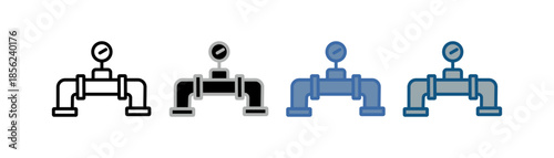 
pipe icon set multiple style collection with gas pipe design