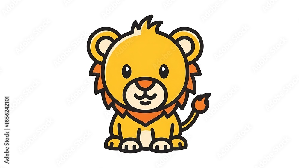 Obraz premium Cute Cartoon Lion Character Illustration.