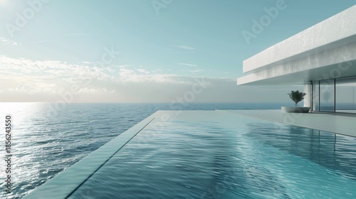 Breathtaking disappearing edge infinity pool seamless horizon blend framed sleek modern villa architecture endless water illusion plain neutral background raw DSLR photo natural daylight lifelike
