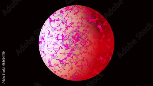 Vibrant pink abstract planet with organic textures, creating a futuristic and artistic cosmic atmosphere.