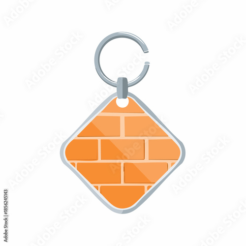 Brick pattern key tag - diamond shape keyring with geometric brickwork design