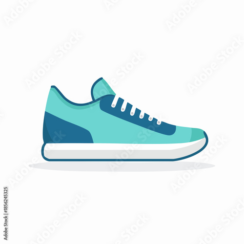 Single running shoe icon design in vector graphic style with flat color and shadow, modern sneaker or trainer for athletics