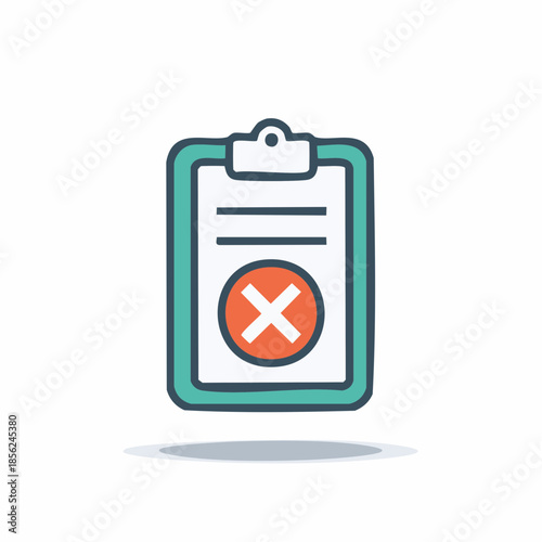 Clipboard with Rejected Symbol Icon Represents Denial, Failure, and Error