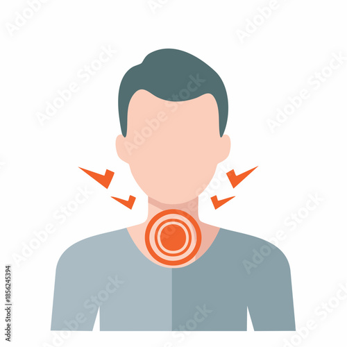 Person Experiencing Sore Throat Symptom with Pain Indication of Infection or Illness