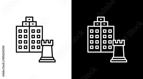 Corporate Strategy Outline White Icon Set Design