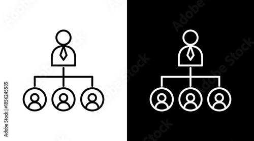 Organizational Structure Outline White Icon Set Design