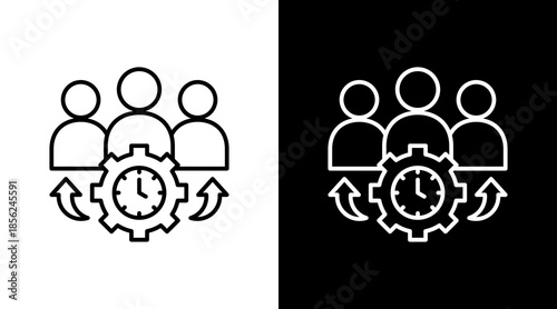 Team Management Outline White Icon Set Design