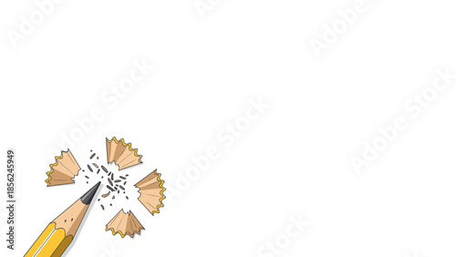 Sharp Pencil Creating Wood Shavings in a Creative Artistic Design Illustration