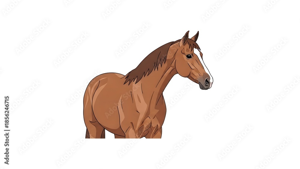 Obraz premium Clean clip art illustration of a horse in side profile, created with simple shapes and clear outlines on a white background