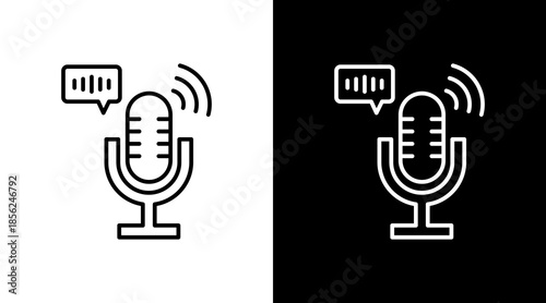 Voice Assistant Outline White Icon Set Design