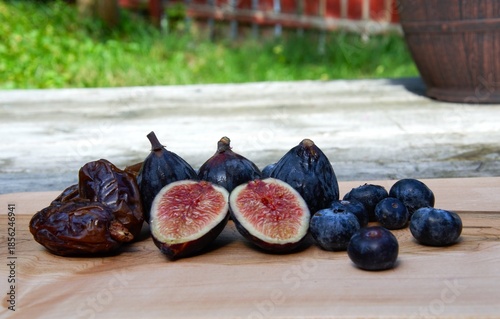 fresh figs on a wooden table