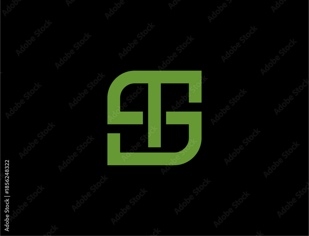 Fototapeta premium Abstract green logo on black background