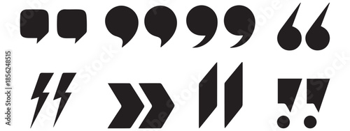 Quotation Marks Icons Set: Quotes, Apostrophe, Exclamation